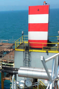 Decommissioning of an oil platform in progress.